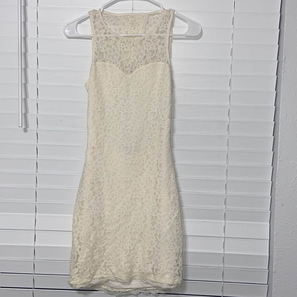 Express White Open Back Lace Dress
